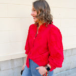 Bloom Haven 3D Floral Top in Holiday Red - The Pink Pineapple 850