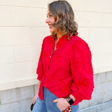 Bloom Haven 3D Floral Top in Holiday Red - The Pink Pineapple 850