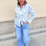 Blue Blossom Button Down Blouse - The Pink Pineapple 850