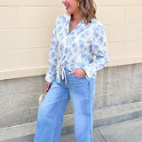 Blue Blossom Button Down Blouse - The Pink Pineapple 850