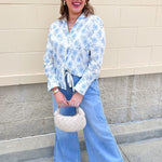 Blue Blossom Button Down Blouse - The Pink Pineapple 850