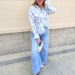 Blue Blossom Button Down Blouse - The Pink Pineapple 850