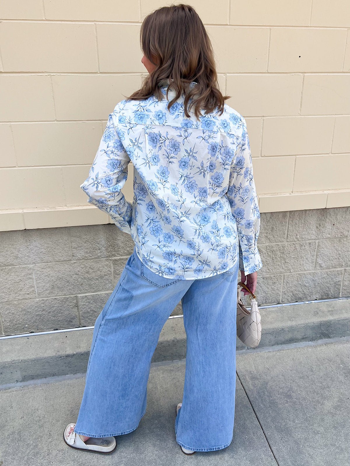 Blue Blossom Button Down Blouse - The Pink Pineapple 850
