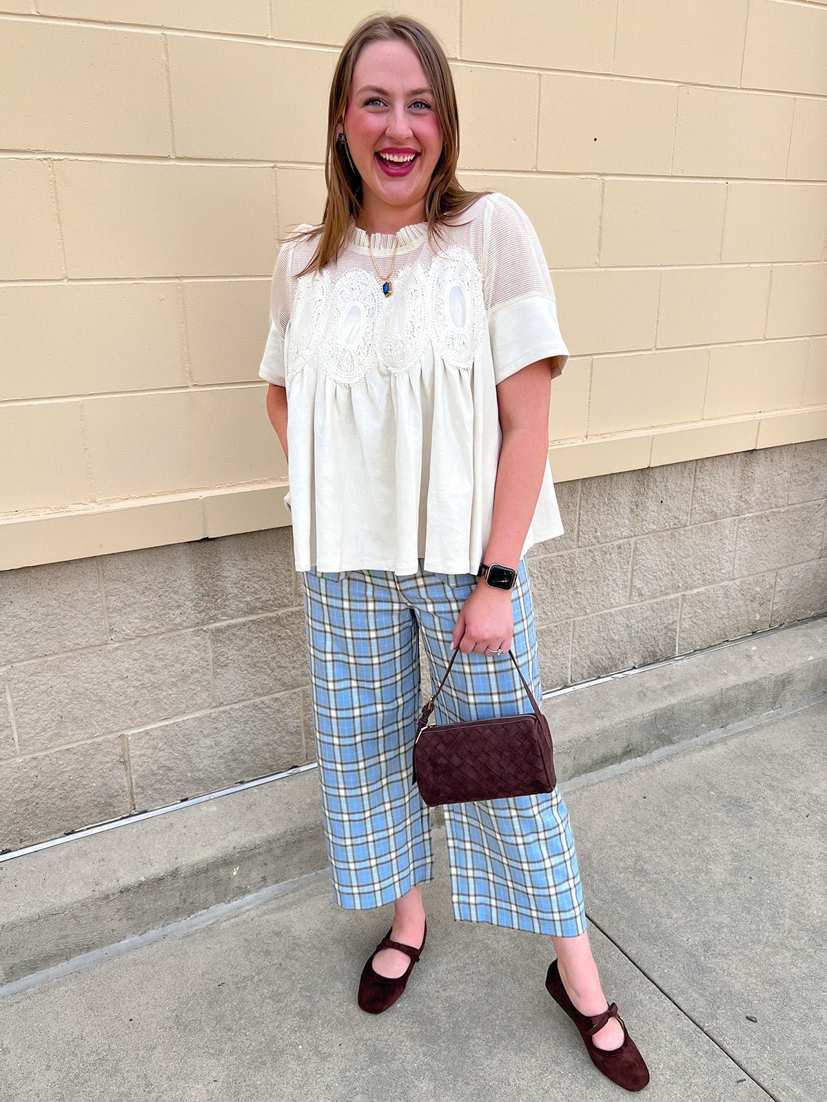 Blue Check Tailored Pants - The Pink Pineapple 850