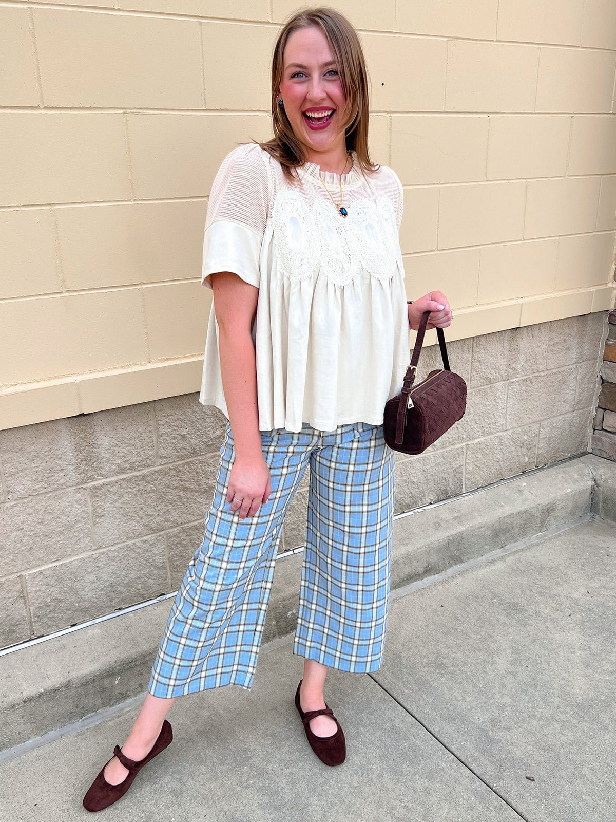 Blue Check Tailored Pants - The Pink Pineapple 850