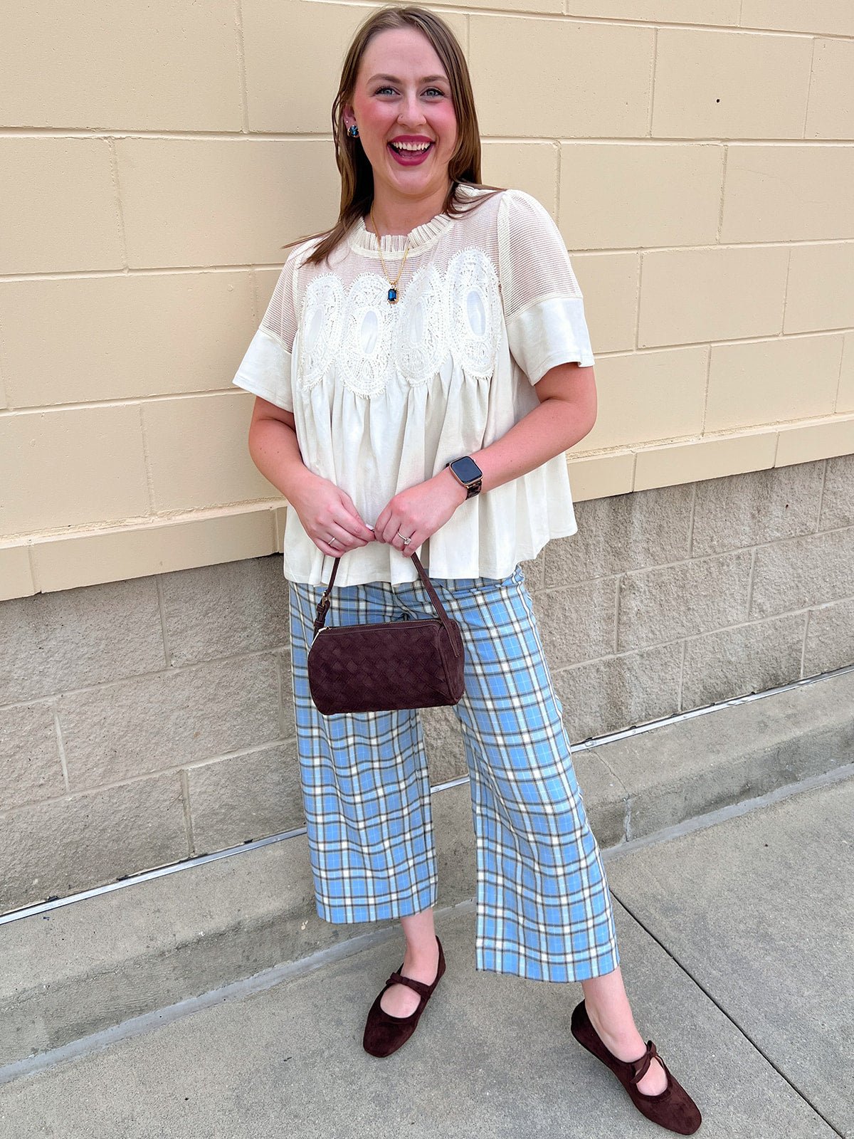 Blue Check Tailored Pants - The Pink Pineapple 850