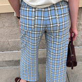 Blue Check Tailored Pants - The Pink Pineapple 850