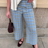 Blue Check Tailored Pants - The Pink Pineapple 850