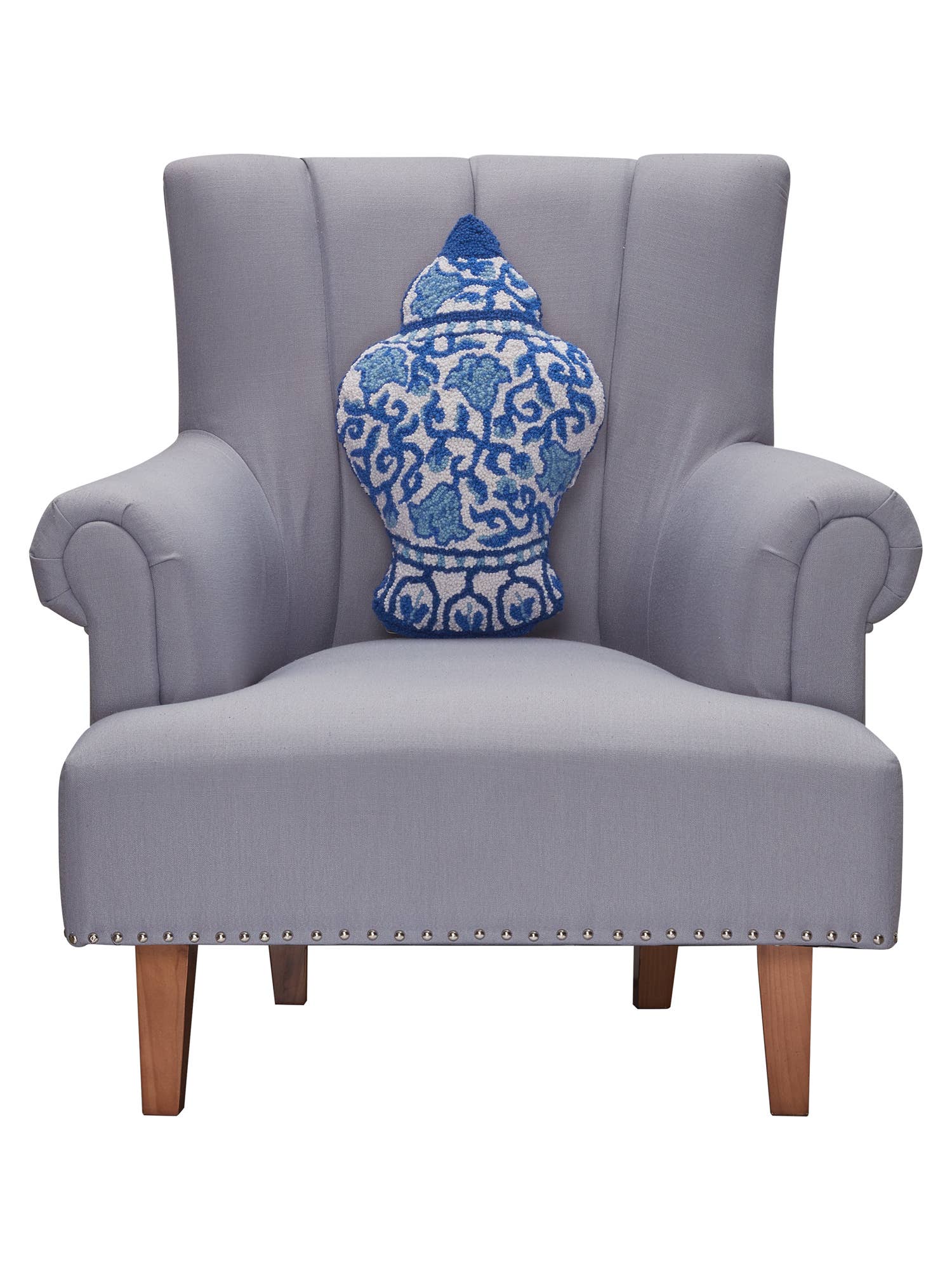 Blue Chinoiserie Vase Hook Pillow - The Pink Pineapple 850