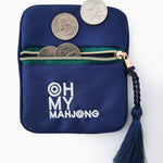 Navy Mahjong Coin & Dice Bag
