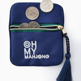 Navy Mahjong Coin & Dice Bag
