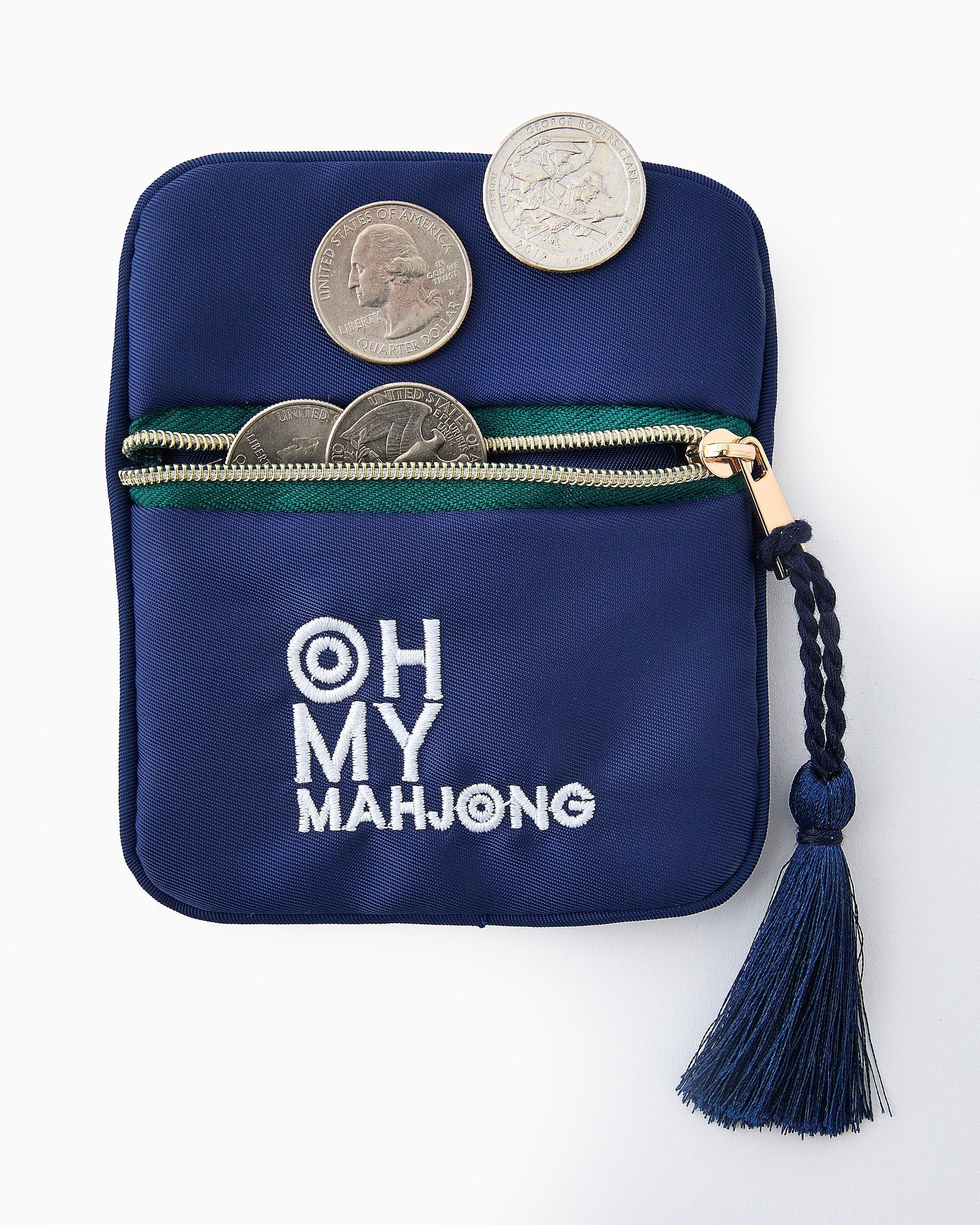 Navy Mahjong Coin & Dice Bag
