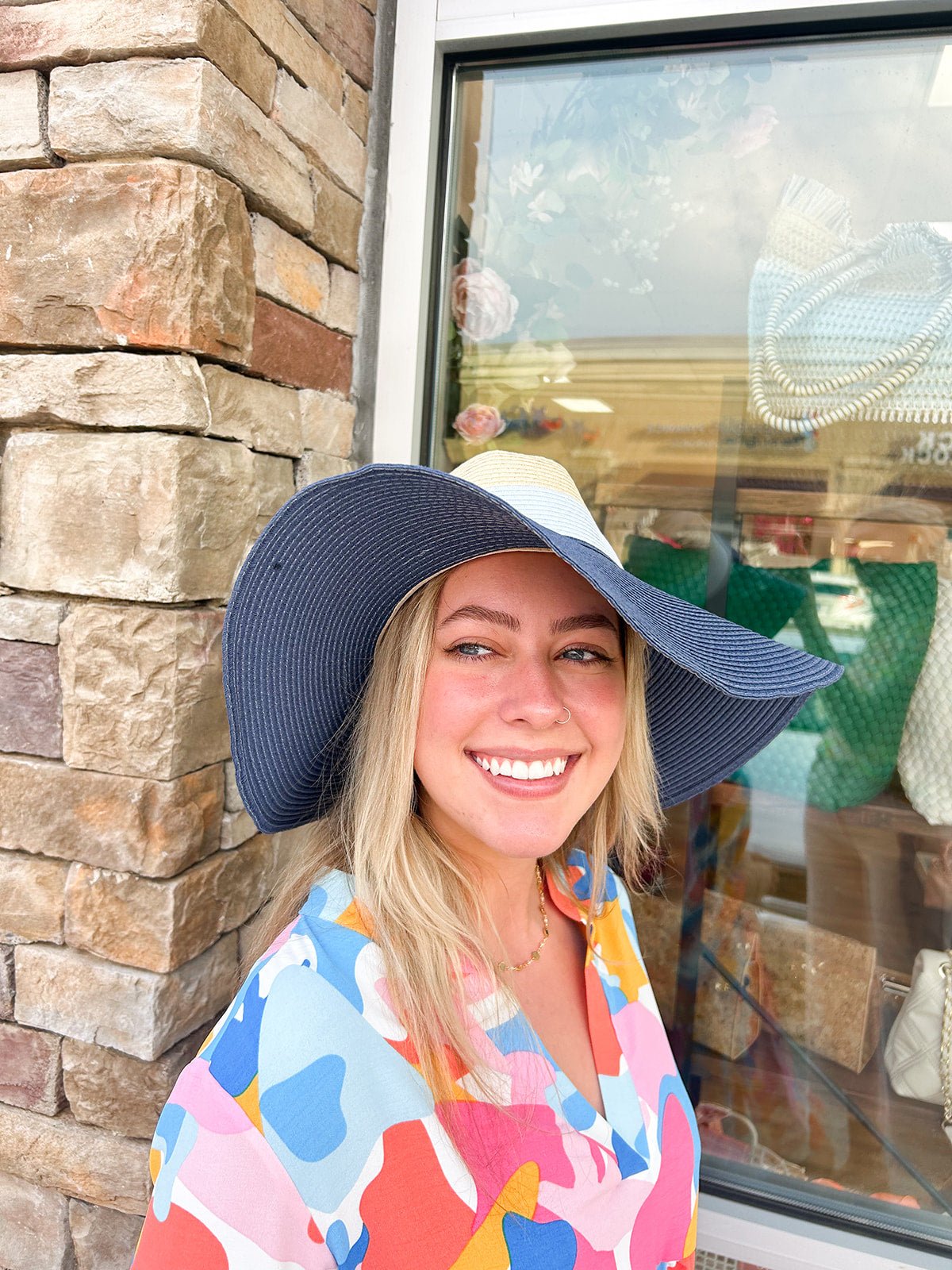 Blue Color Block Fedora - The Pink Pineapple 850