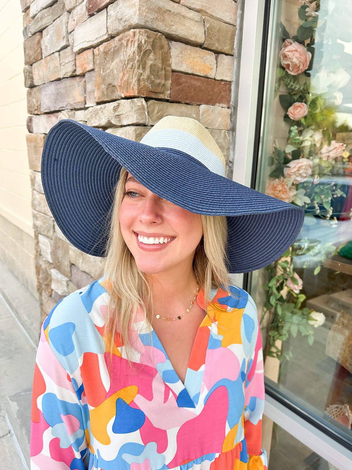 Blue Color Block Fedora - The Pink Pineapple 850