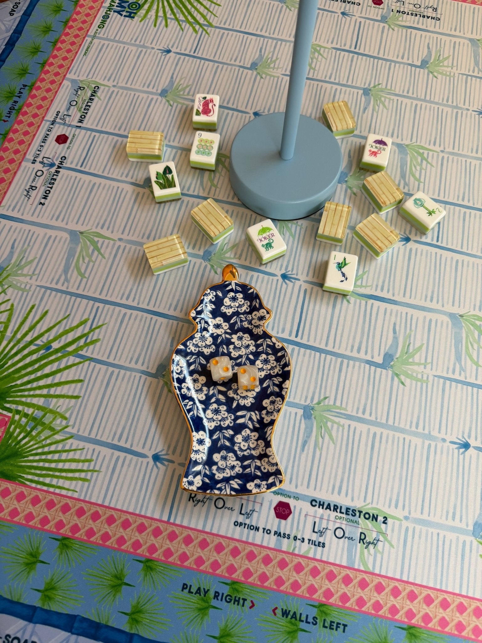 Blue Floral Ginger Jar Dice Catchall - The Pink Pineapple 850