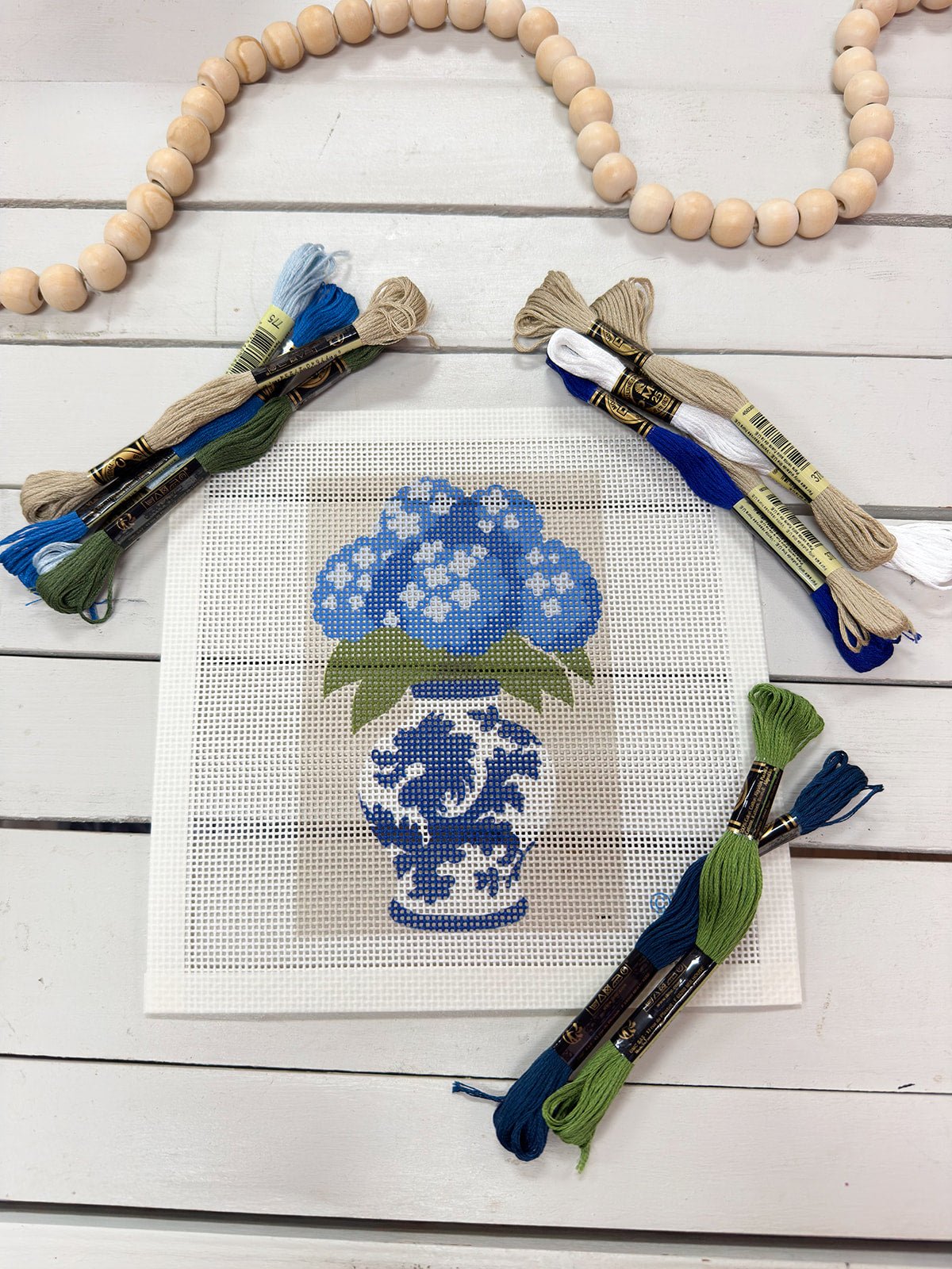 Blue Garden Chinoiserie Needlepoint Kit - The Pink Pineapple 850
