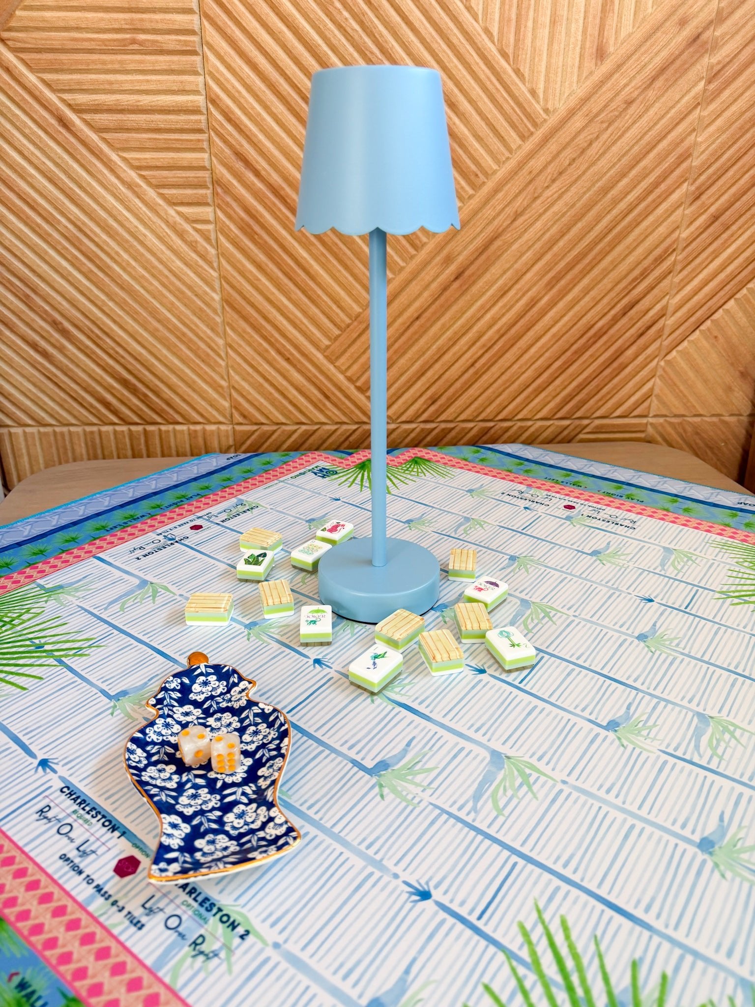 Blue Glow Scalloped Rechargeable Table Lamp - The Pink Pineapple 850