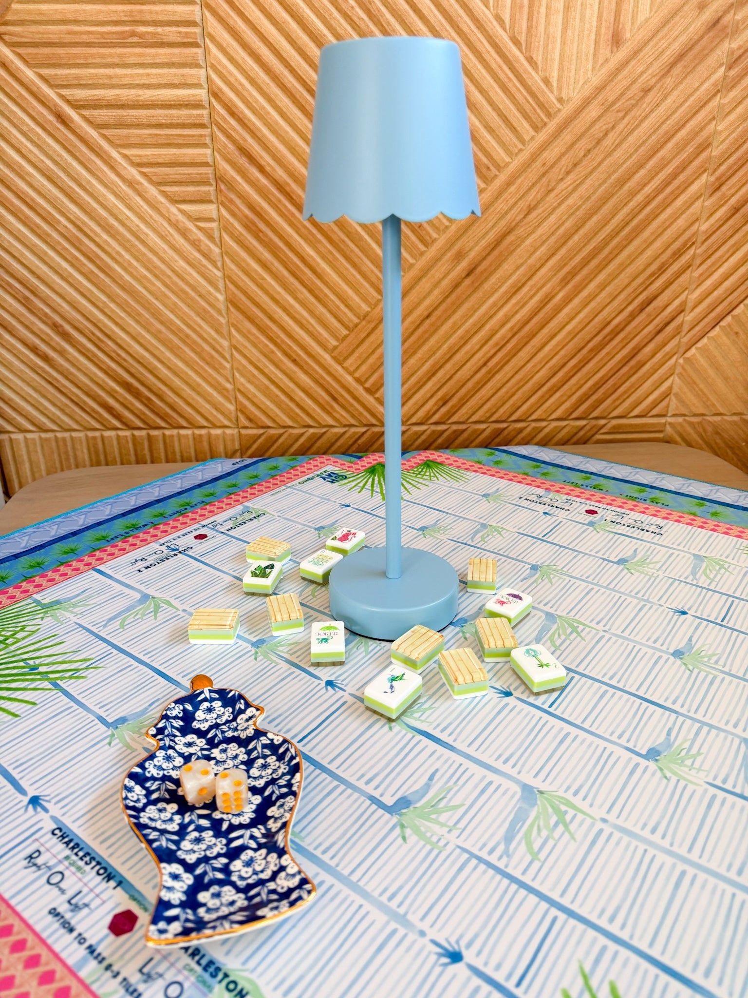 Blue Glow Scalloped Rechargeable Table Lamp - The Pink Pineapple 850