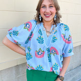 Blue Haven Breeze Blouse - The Pink Pineapple 850
