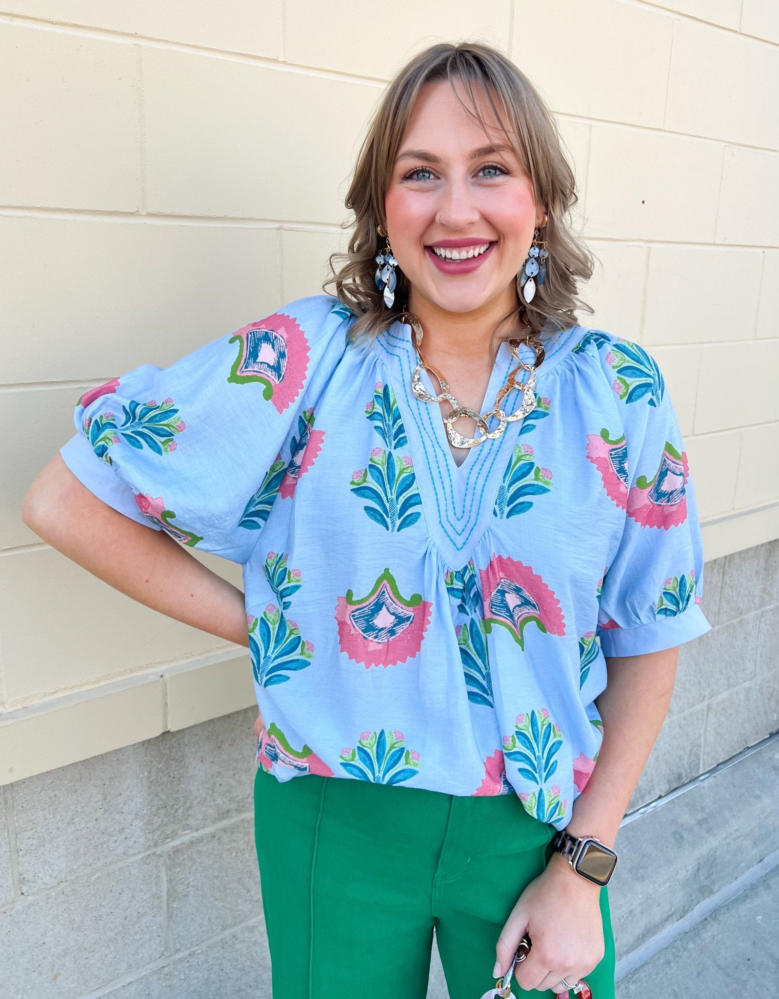 Blue Haven Breeze Blouse - The Pink Pineapple 850