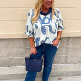 Blue Haven Paisley Peasant Top - The Pink Pineapple 850