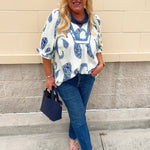 Blue Haven Paisley Peasant Top - The Pink Pineapple 850