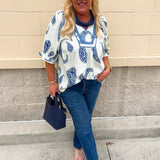 Blue Haven Paisley Peasant Top - The Pink Pineapple 850