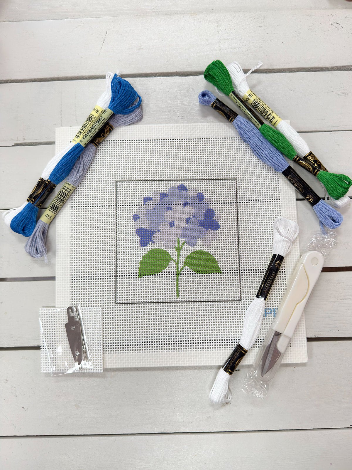 Blue Hydrangea Needlepoint Kit - The Pink Pineapple 850