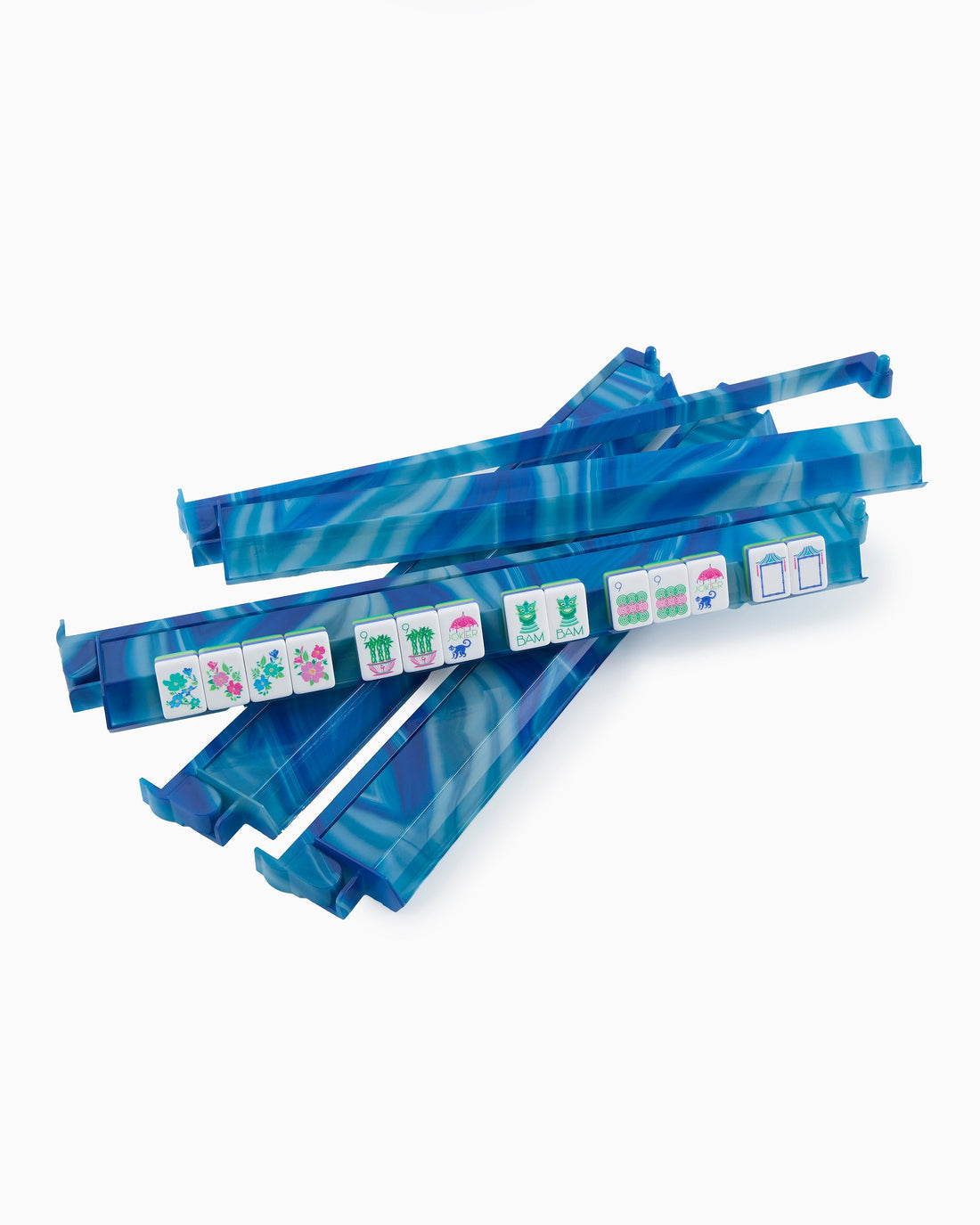 [Oh My Mahjong] Blue Lace Agate Mahjong Rack & Pusher Set