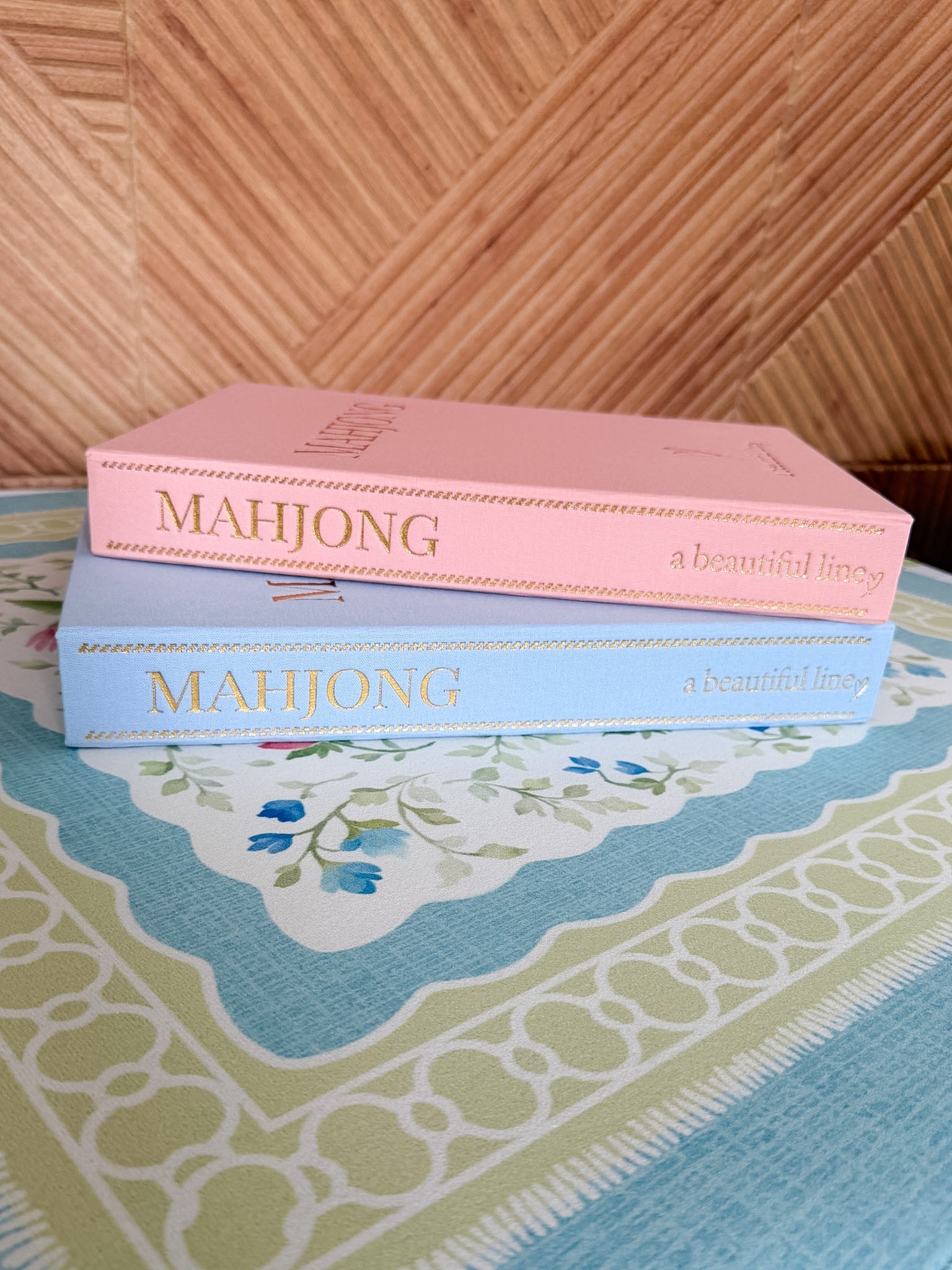 Blue Mahjong Coffee Table Book Tile Storage - The Pink Pineapple 850