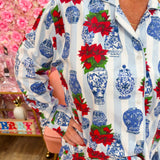 Blue Manor Poinsettia Flannel Pajama Set - The Pink Pineapple 850