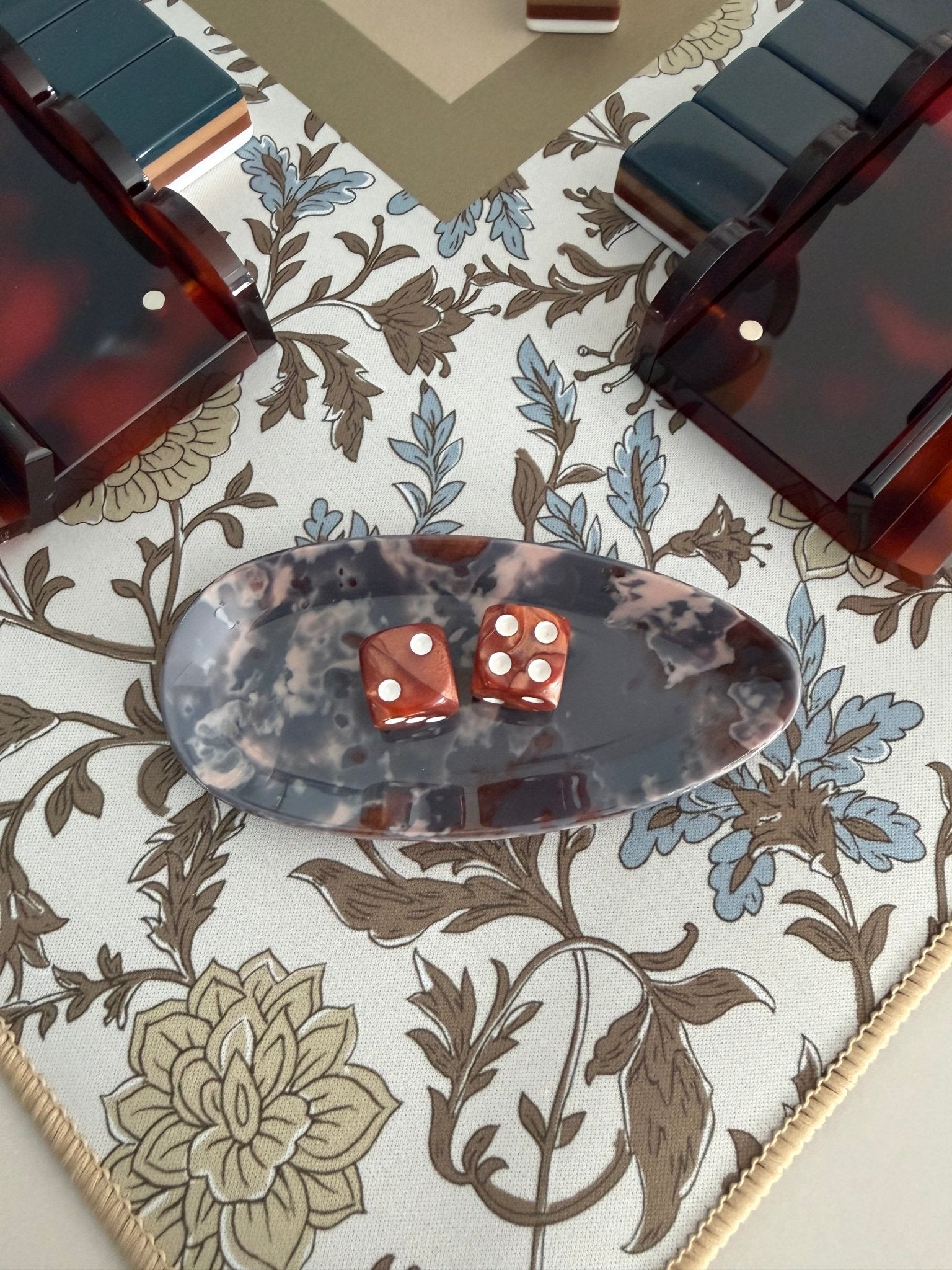 Blue Marble Oval Dice Catchall - The Pink Pineapple 850