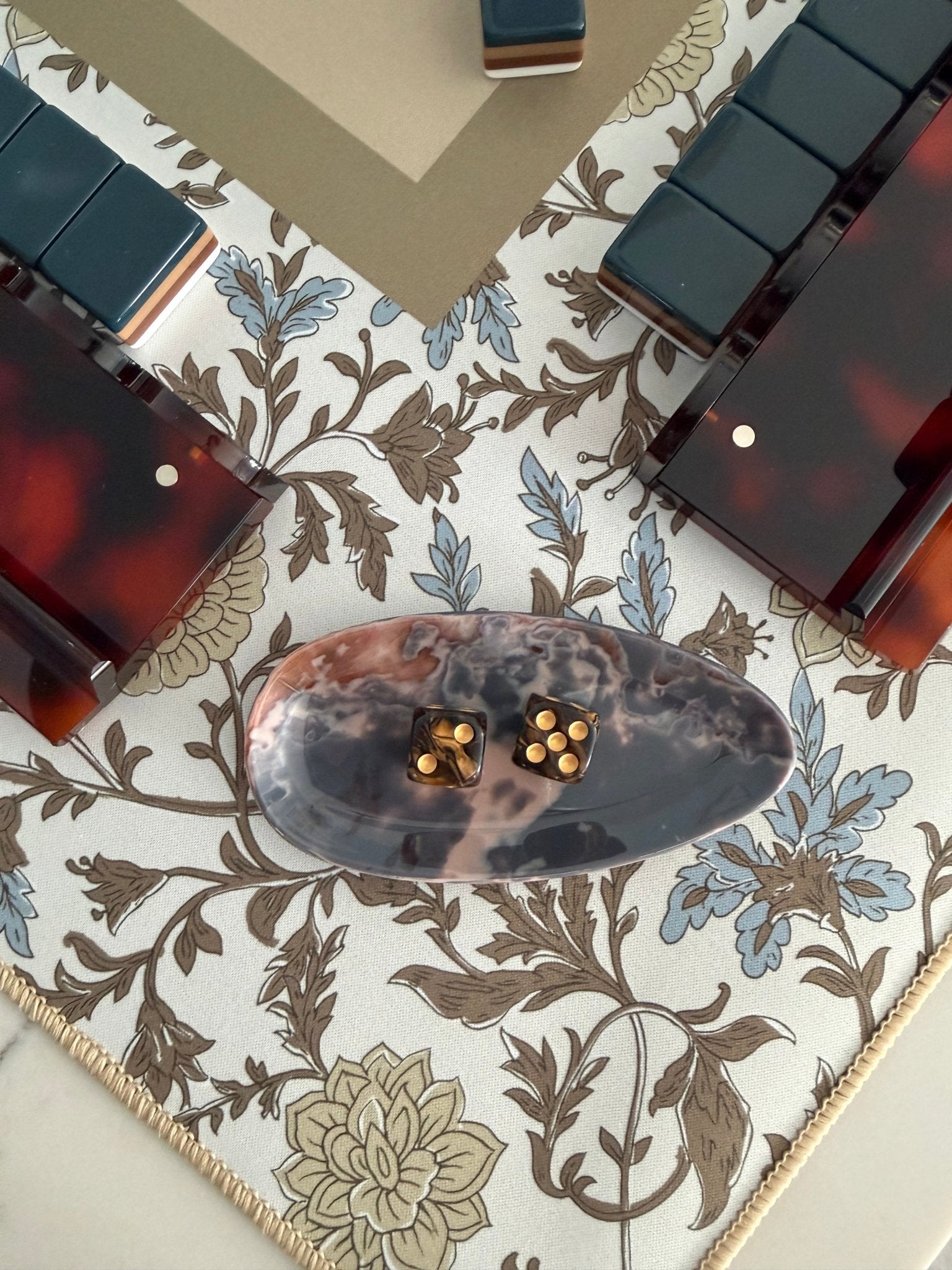 Blue Marble Oval Dice Catchall - The Pink Pineapple 850