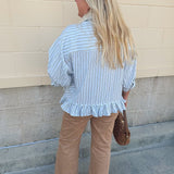 Blue Ribbon Ruffle Top - The Pink Pineapple 850