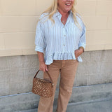 Blue Ribbon Ruffle Top - The Pink Pineapple 850