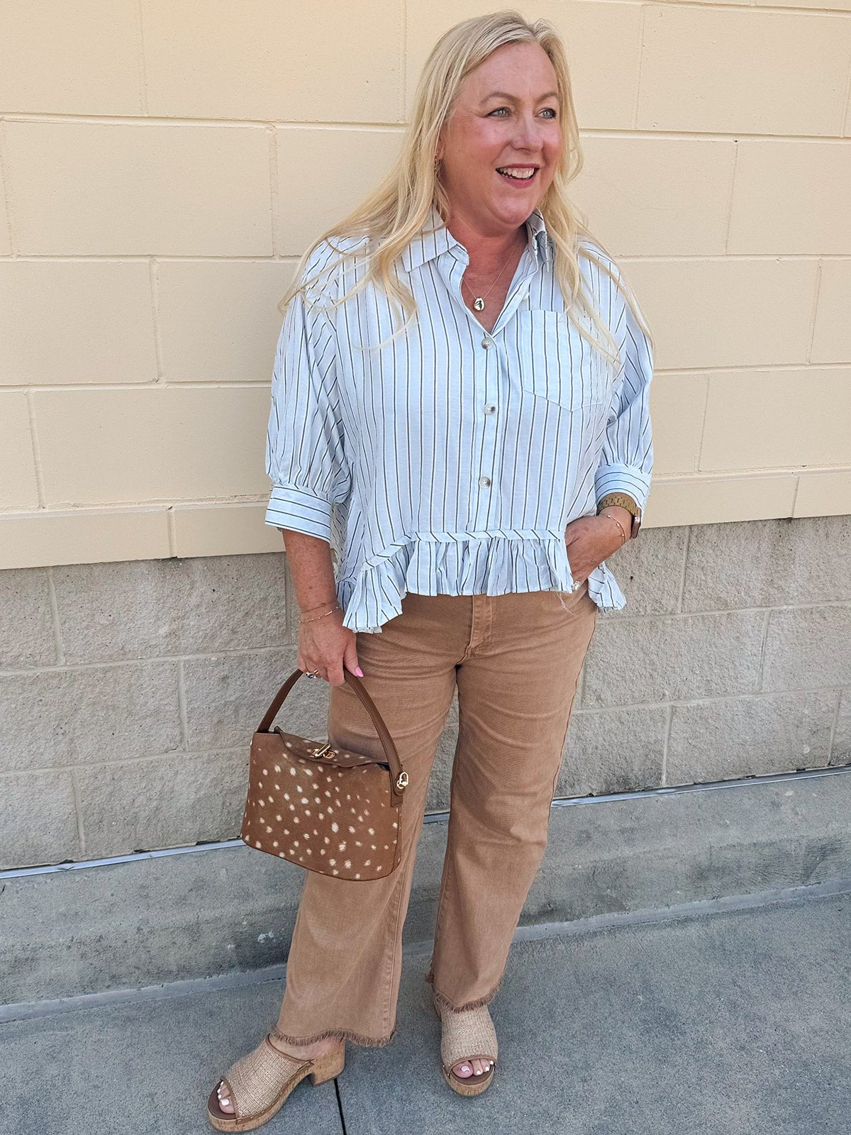 Blue Ribbon Ruffle Top - The Pink Pineapple 850