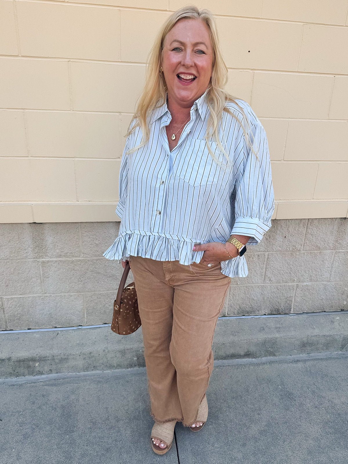 Blue Ribbon Ruffle Top - The Pink Pineapple 850