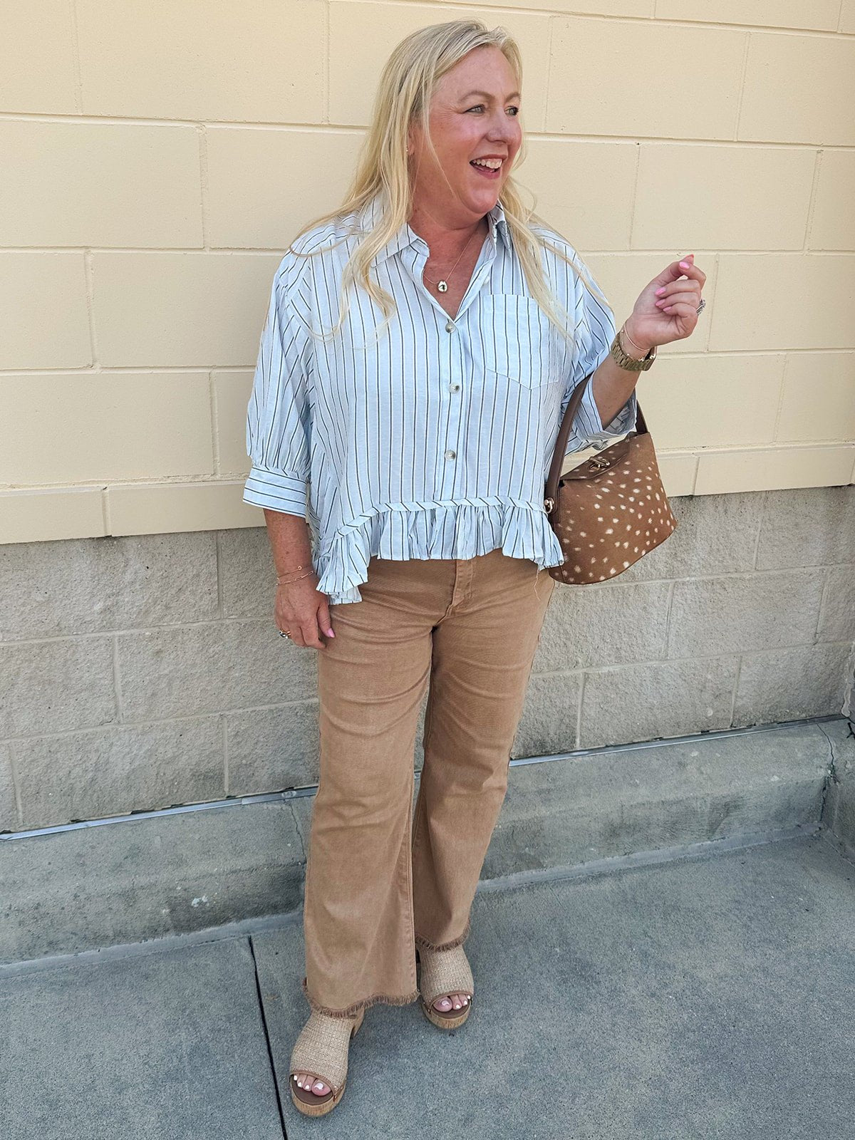 Blue Ribbon Ruffle Top - The Pink Pineapple 850