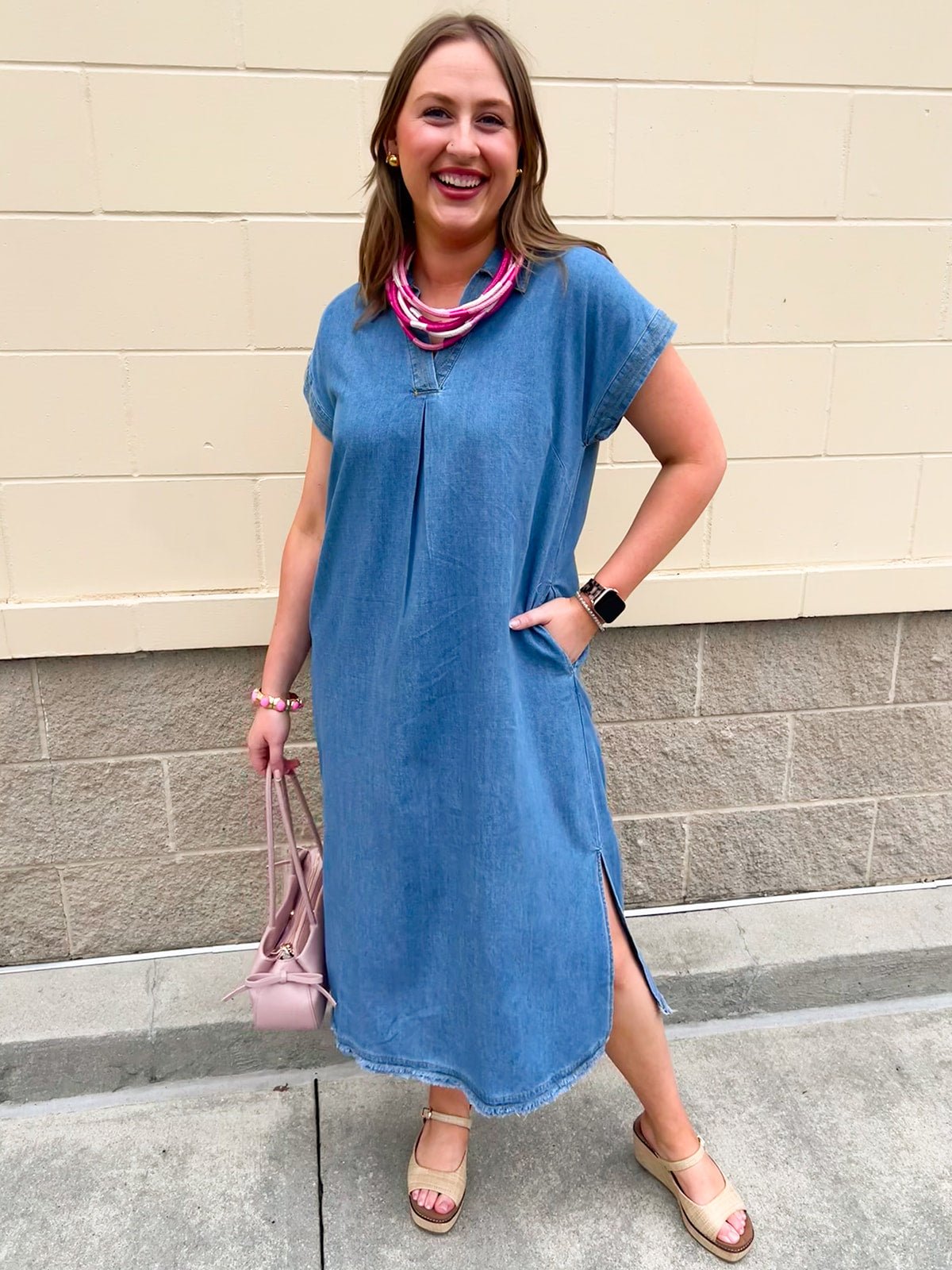 Blue Ridge Ease Midi Dress - The Pink Pineapple 850