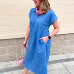 Blue Ridge Ease Midi Dress - The Pink Pineapple 850