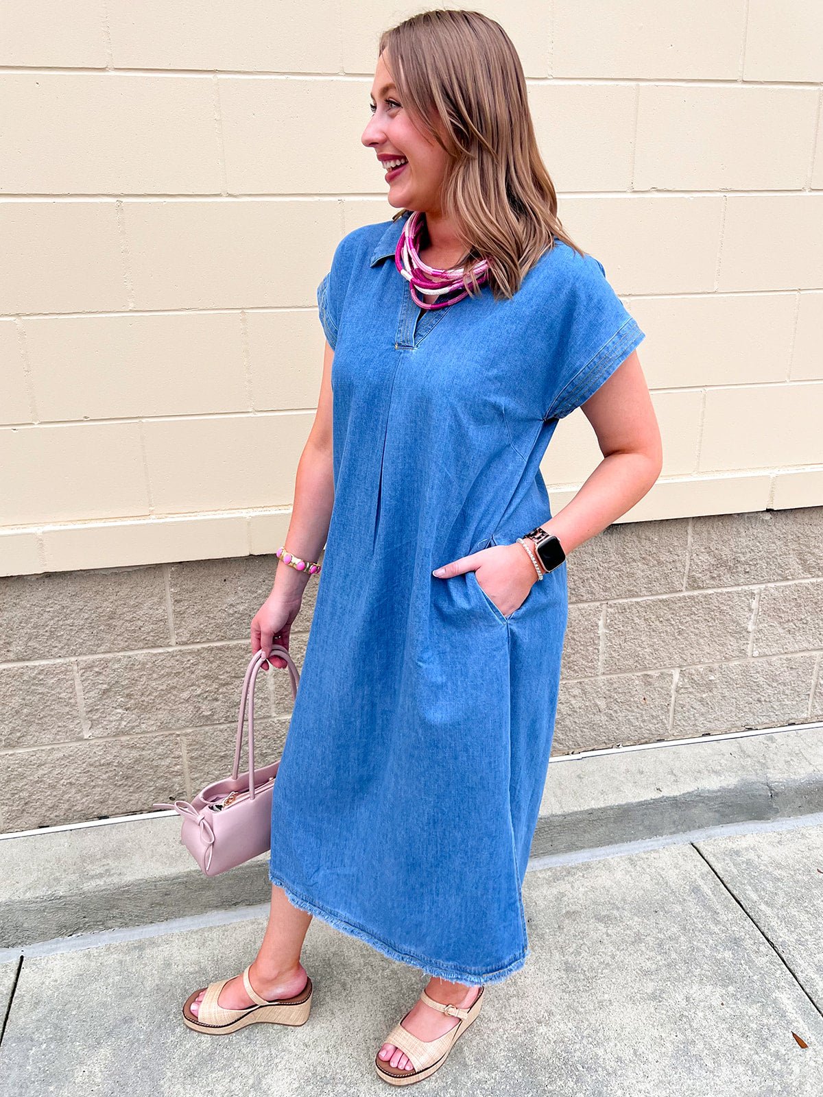 Blue Ridge Ease Midi Dress - The Pink Pineapple 850
