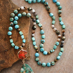 Blue Sea Natural Stone Bead Pendant Necklace - The Pink Pineapple 850