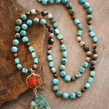 Blue Sea Natural Stone Bead Pendant Necklace - The Pink Pineapple 850