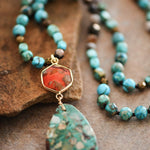 Blue Sea Natural Stone Bead Pendant Necklace - The Pink Pineapple 850