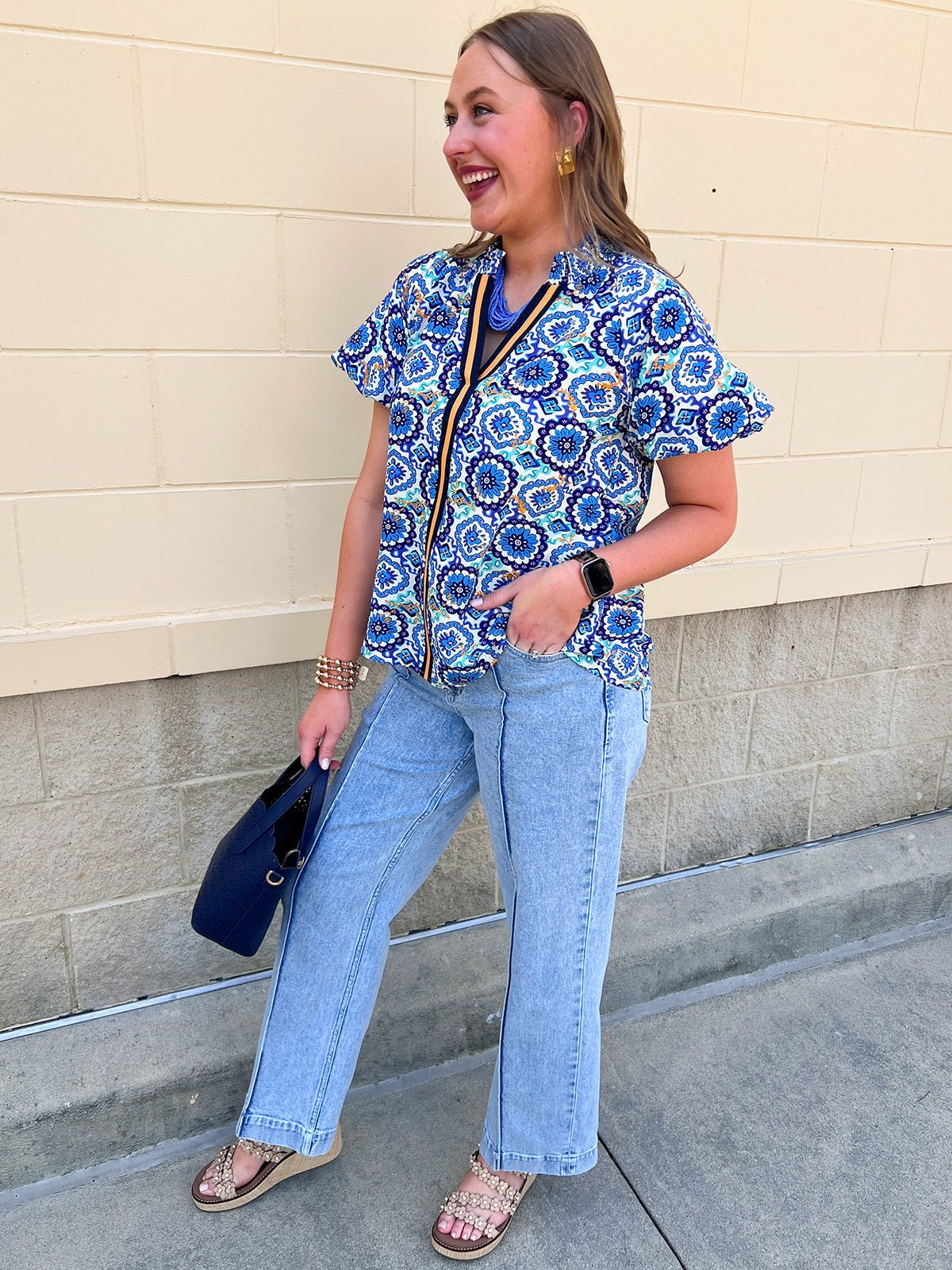 Blue Skies Ahead Printed Top - The Pink Pineapple 850