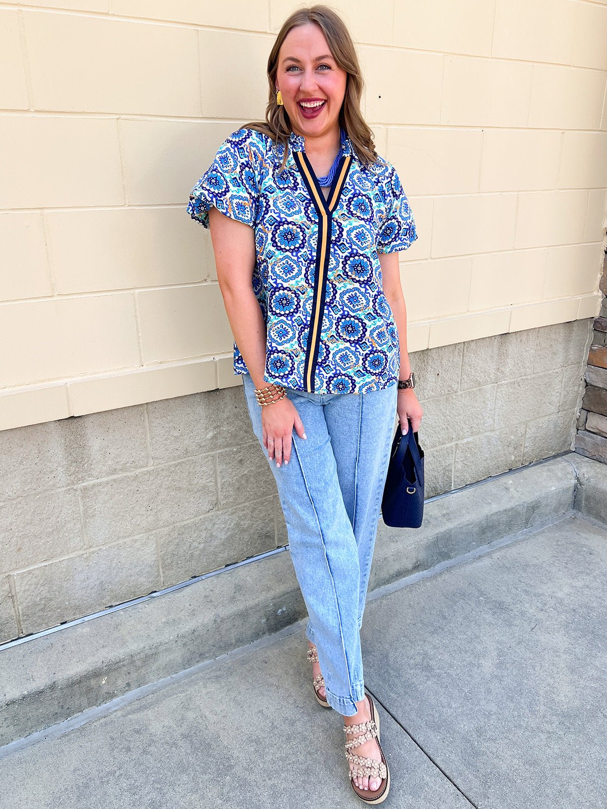 Blue Skies Ahead Printed Top - The Pink Pineapple 850
