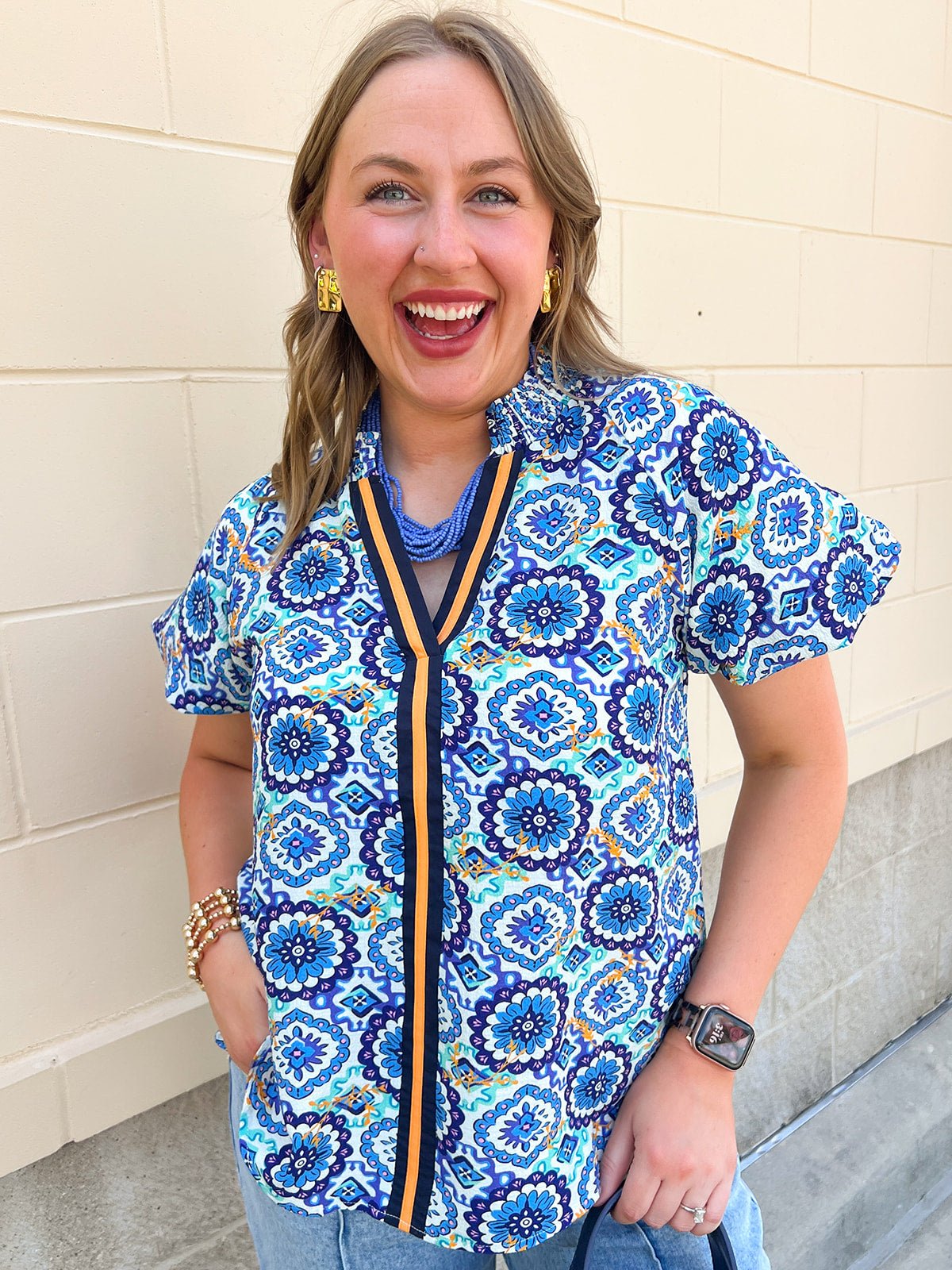 Blue Skies Ahead Printed Top - The Pink Pineapple 850