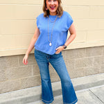 Blue Skies Ahead Short Sleeve Sweater - The Pink Pineapple 850