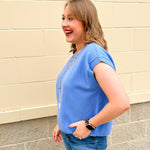 Blue Skies Ahead Short Sleeve Sweater - The Pink Pineapple 850