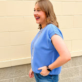 Blue Skies Ahead Short Sleeve Sweater - The Pink Pineapple 850